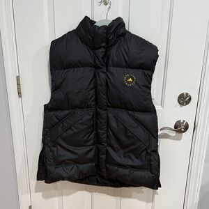 Stella McCartney Black Puffer Vest with Yellow Accent